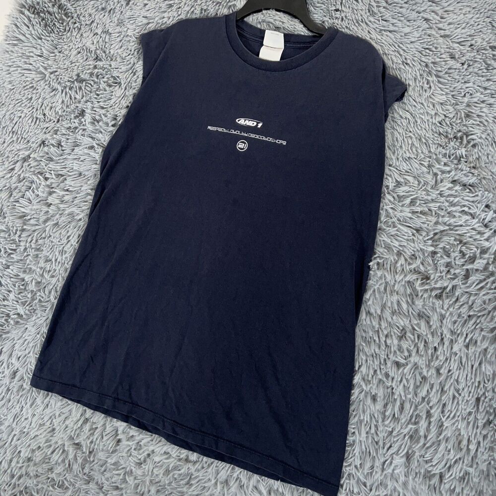 Vintage AND 1 Shirt Large Blue White Tank Top Kevin Garnett Basketball Tee Mens